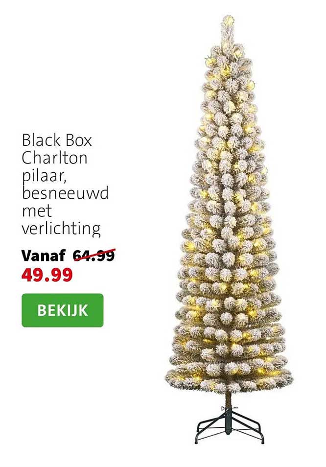 Black Box Charlton pilaar, besneeuwd met verlichting