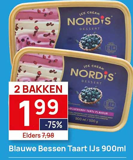 Blauwe Bessen Taart IJs 900ml 2 bakken -75%