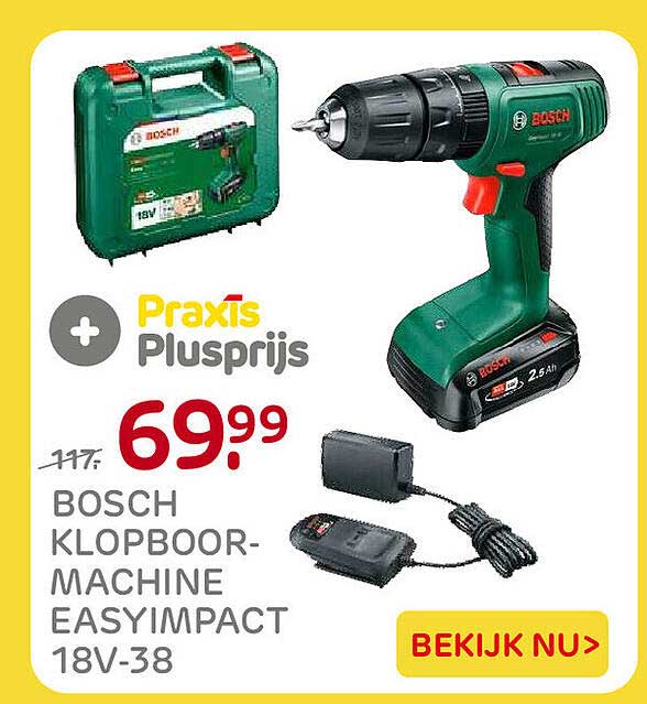 BOSCH KLOPBOOR-MACHINE EASYIMPACT 18V-38 Praxis Plusprijs