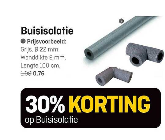 Buisisolatie 30% korting