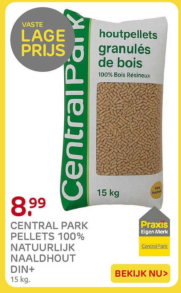 CENTRAL PARK PELLETS 100% NATUURLIJK NAALDHOUT DIN+ 15 kg.