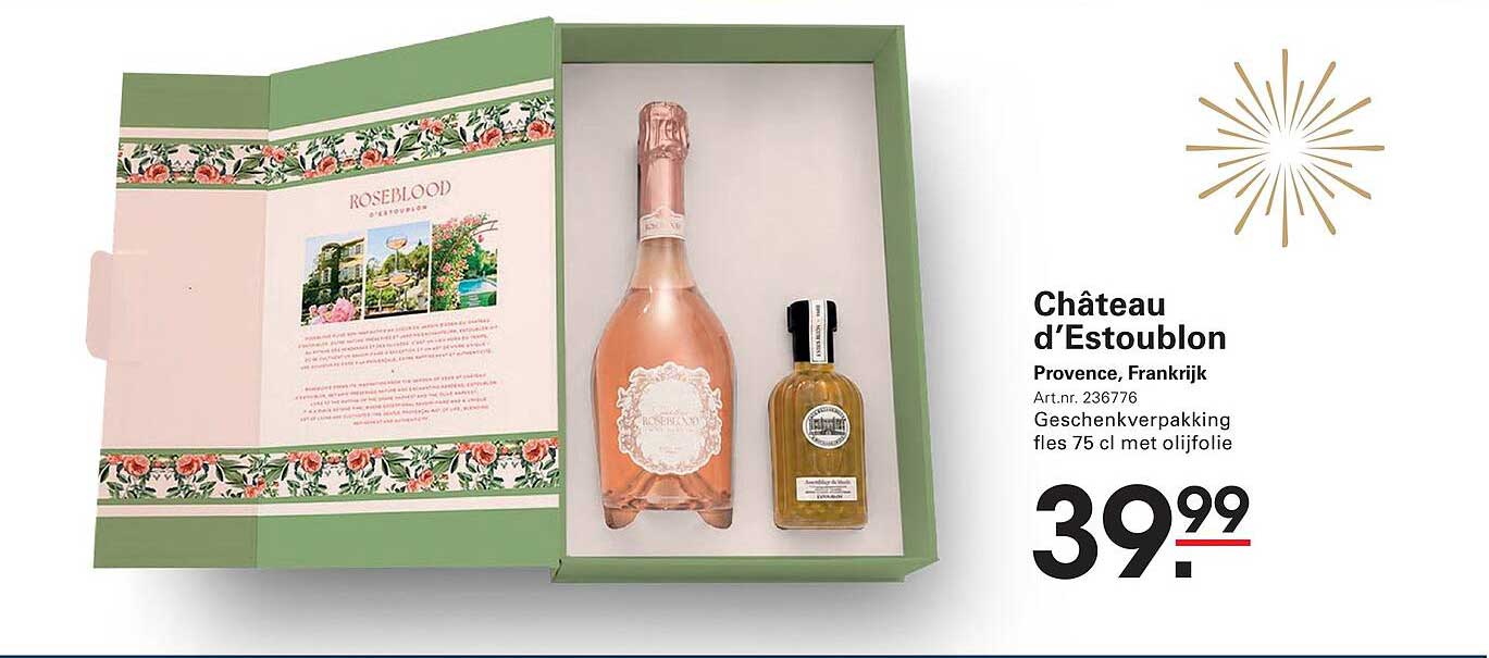 Château d'Estoublon Provence, Frankrijk Geschenkverpakking fles 75 cl met olijfolie
