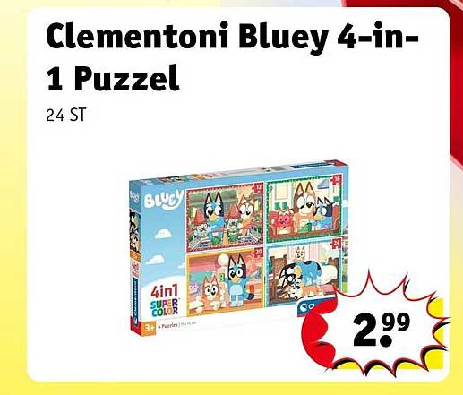 Clementoni Bluey 4-in-1 Puzzel
