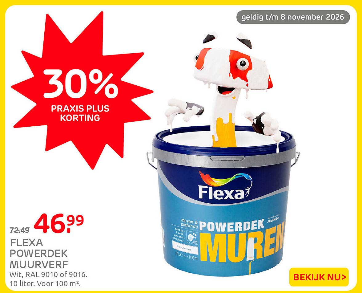 FLEXA POWERDEK MUURVERF 30% PRAXIS PLUS KORTING