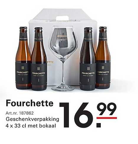 Fourchette Geschenkverpakking 4 x 33 cl met bokaal