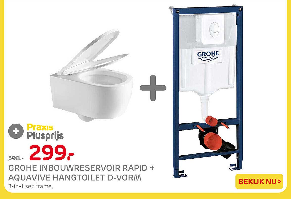 GROHE INBOUWRESERVOIR RAPID + AQUAVIVE HANGTOILET D-VORM