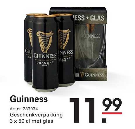Guinness Geschenkverpakking 3 × 50 cl met glas