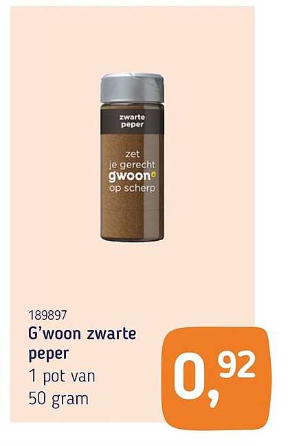 G'woon zwarte peper 1 pot van 50 gram