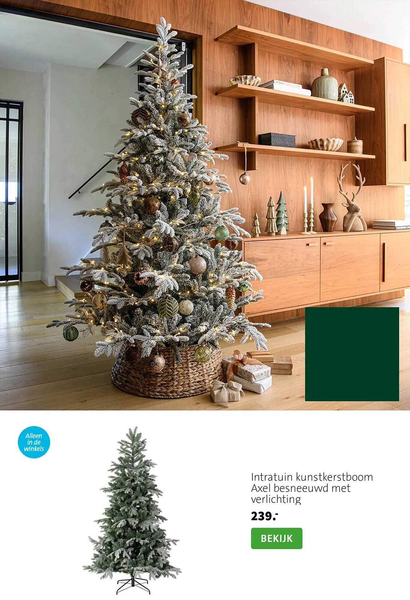 Intratuin kunstkerstboom Axel besneeuwd met verlichting