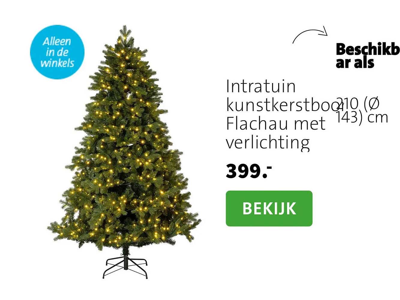 Intratuin kunstkerstboom Flachau met verlichting 210 (Ø 143) cm