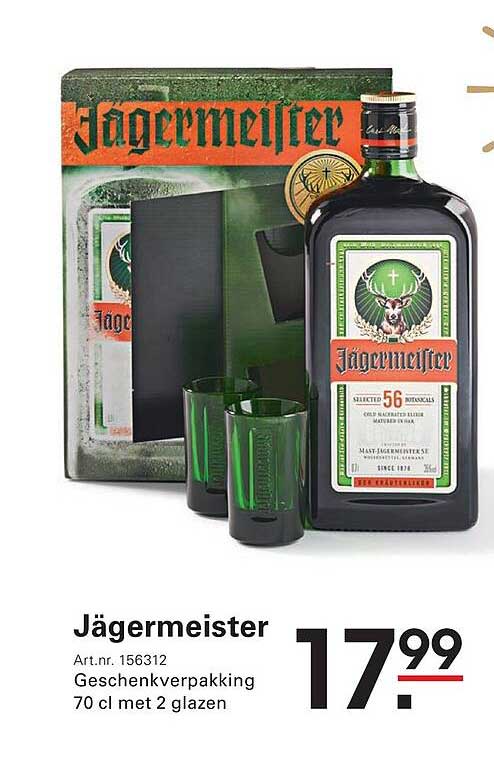 Jägermeister Geschenkverpakking 70 cl met 2 glazen