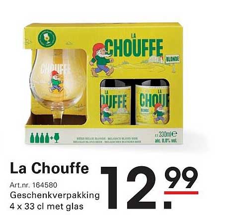 La Chouffe Geschenkverpakking 4 x 33 cl met glas