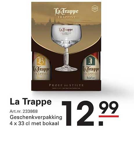 La Trappe Geschenkverpakking 4 x 33 cl met bokaal