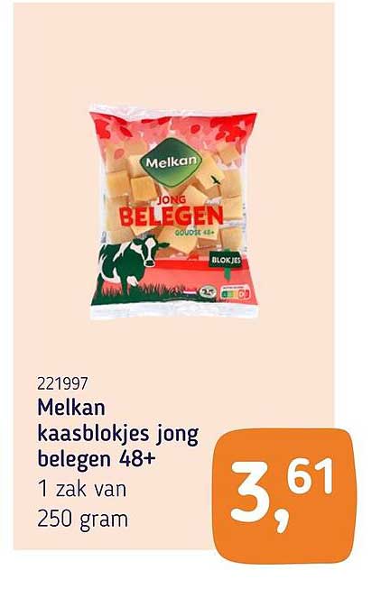 Melkan kaasblokjes jong belegen 48+