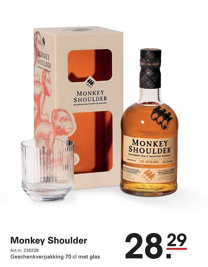 Monkey Shoulder Geschenkverpakking 70 cl met glas