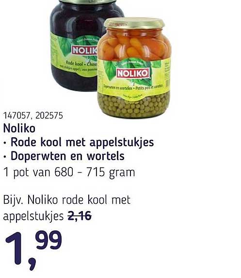 Noliko Rode kool met appelstukjes Doperwten en wortels