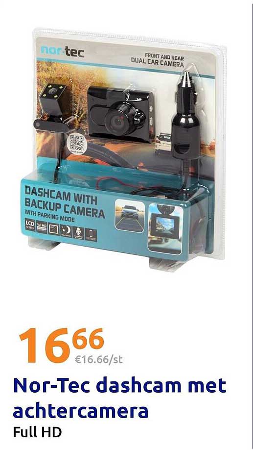 Nor-Tec dashcam met achtercamera Full HD