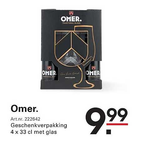 Omer. Geschenkverpakking 4 x 33 cl met glas
