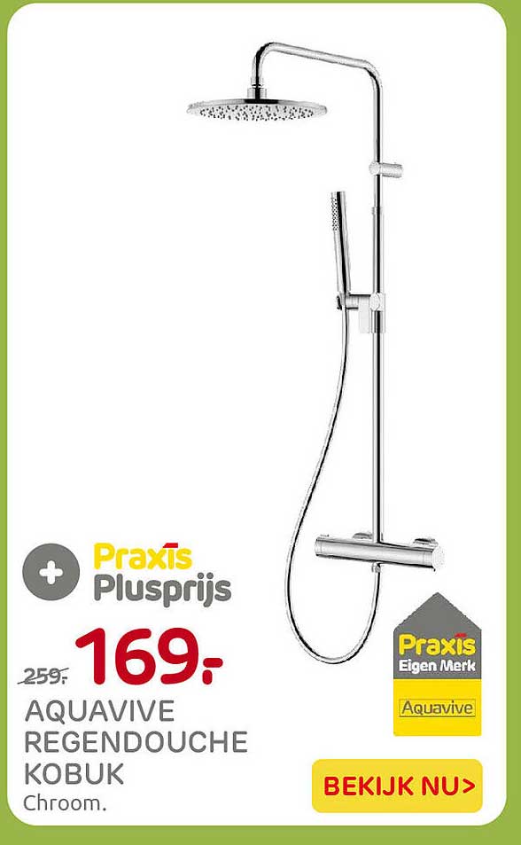 Praxis Plusprijs Aquavive Regendouche Kobuk Chroom