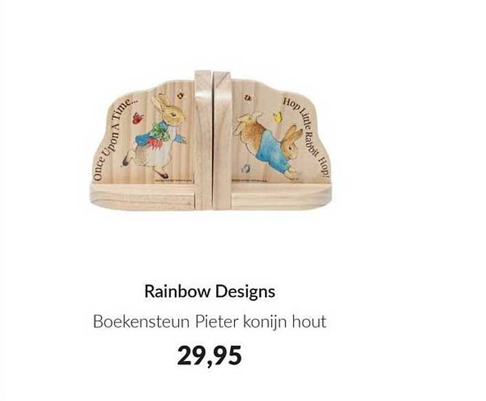 Rainbow Designs Boekensteun Pieter konijn hout