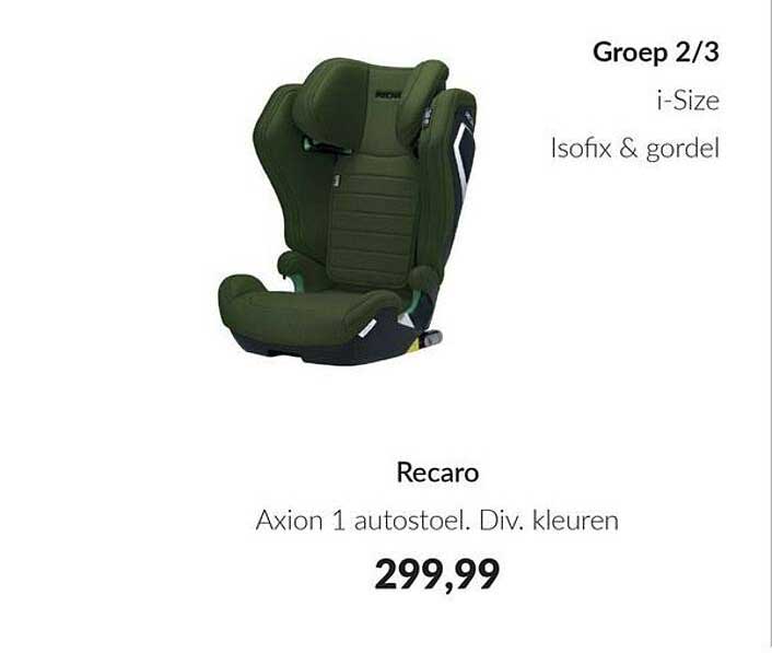 Recaro Axion 1 autostoel. Div. kleuren