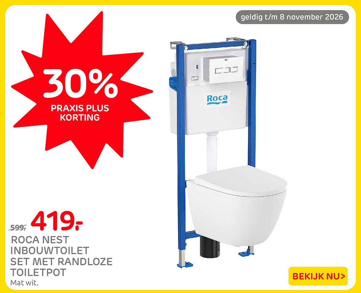 ROCA NEST INBOUWTOILET SET MET RANDLOZE TOILETPOT