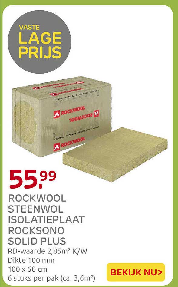 ROCKWOOL STEENWOL ISOLATIEPLAAT ROCKSONO SOLID PLUS