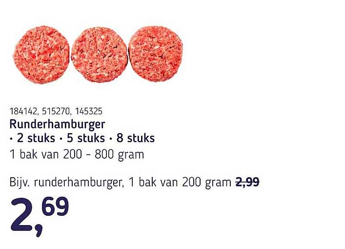 Runderhamburger • 2 stuks • 5 stuks • 8 stuks