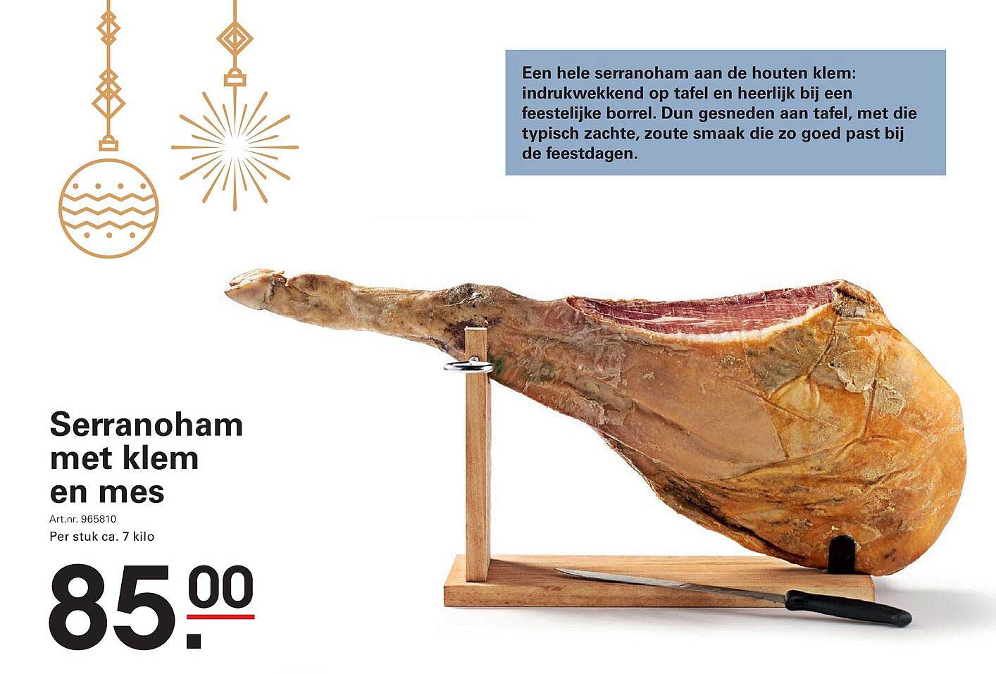 Serranoham met klem en mes