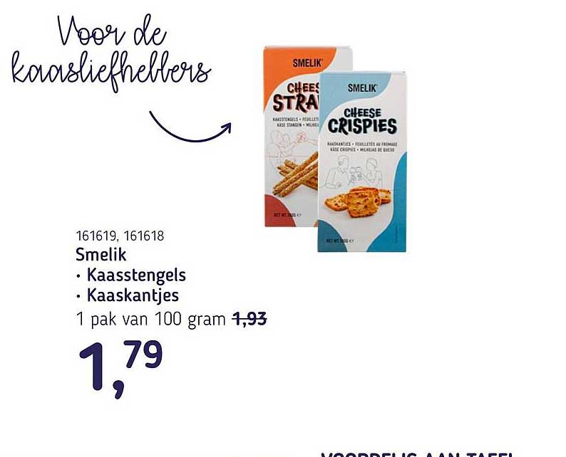 Smelik Kaasstengels Kaaskantjes 1 pak van 100 gram