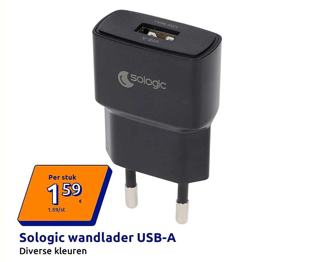 Sologic wandlader USB-A Diverse kleuren
