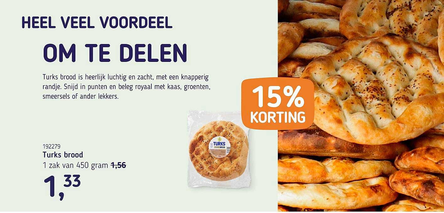 Turks brood 15% korting