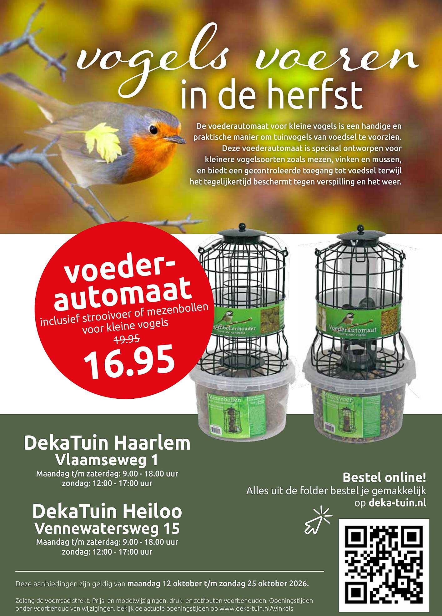 voeder-automaat inclusief strooivoer of mezenbollen voor kleine vogels