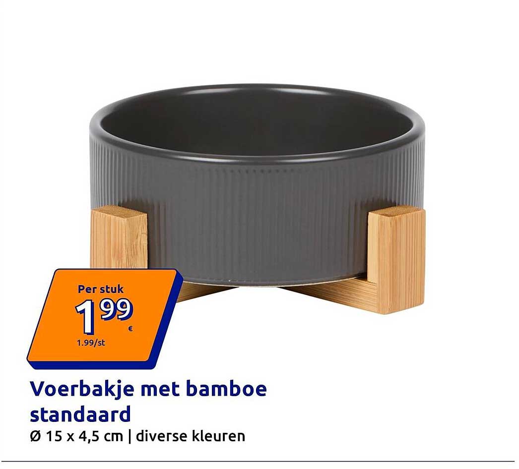 Voerbakje met bamboe standaard