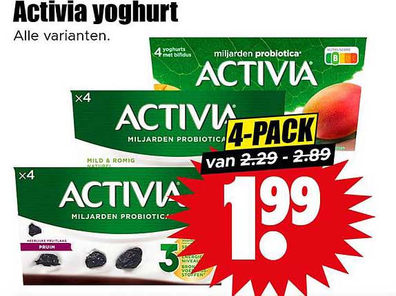 Activia yoghurt 4-pack
