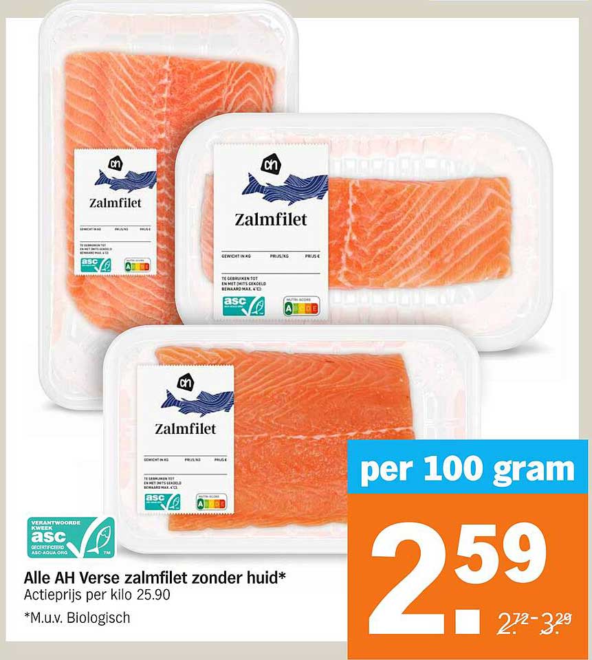 Alle AH Verse zalmfilet zonder huid*