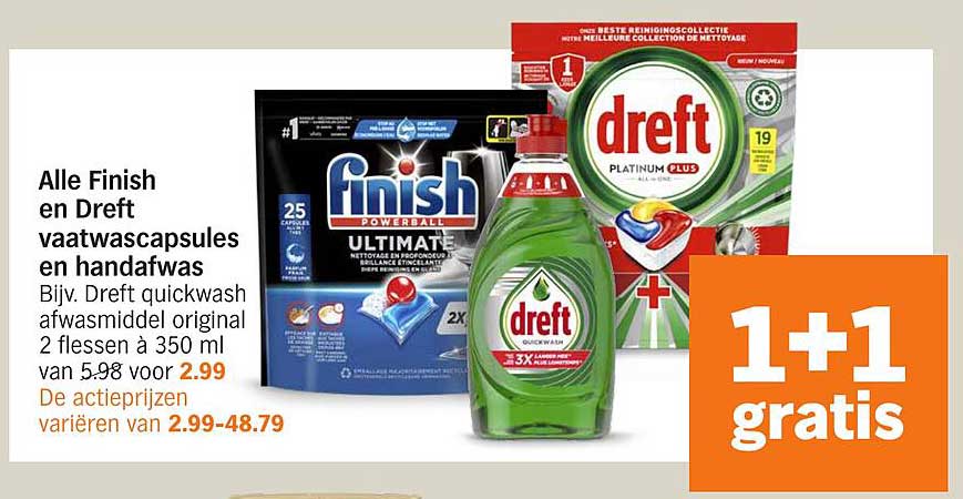 Alle Finish en Dreft vaatwascapsules en handafwas