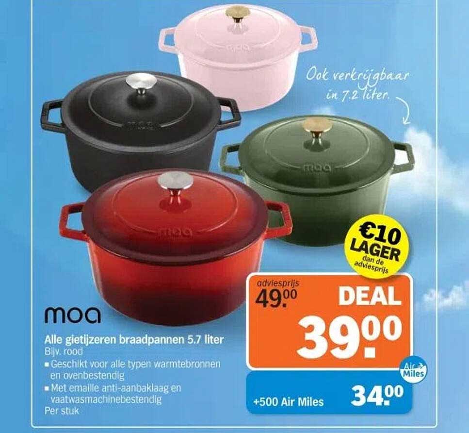 Alle gietijzeren braadpannen 5.7 liter bijv. rood