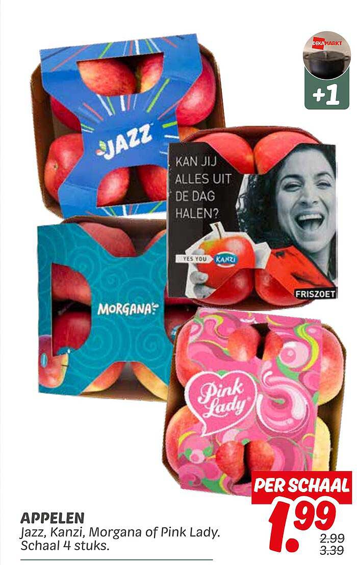 APPLES Jazz, Kanzi, Morgana of Pink Lady. Schaal 4 stuks.