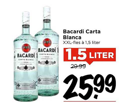 Bacardi Carta Blanca XXL-fles à 1,5 liter