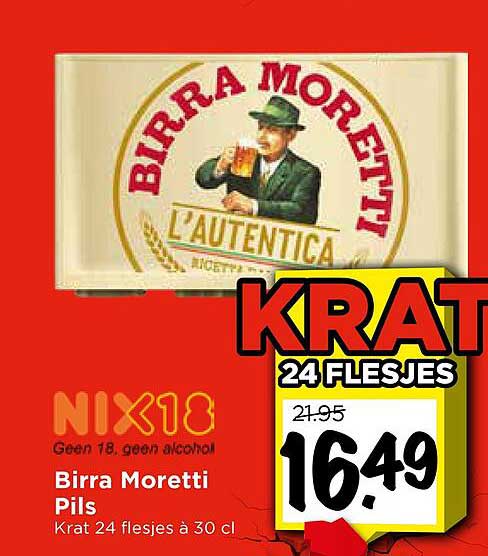 Birra Moretti Pils Krat 24 flesjes à 30 cl