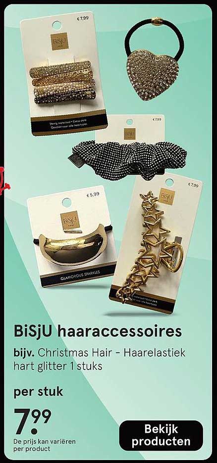 BiSiJU haaraccessoires bijv. Christmas Hair - Haarelastiek hart glitter 1 stuks