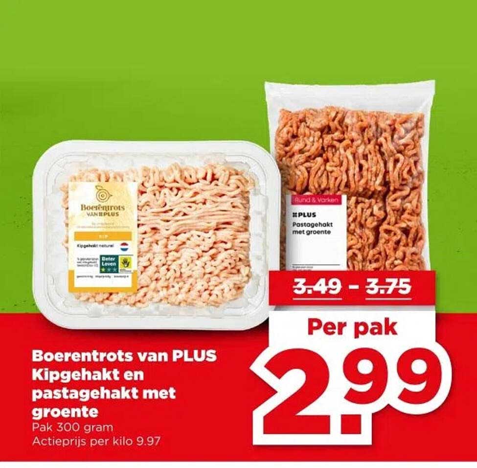 Boerentrots van PLUS Kipgehakt en pastagehakt met groente
