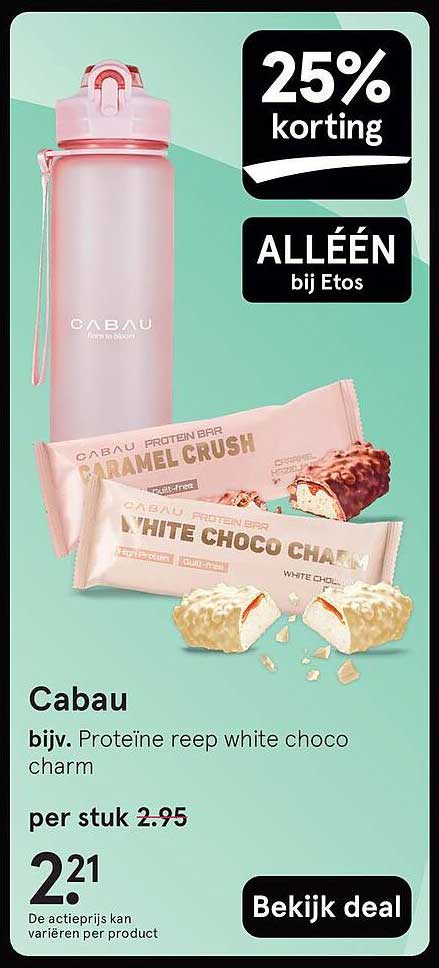 Cabau bijv. Proteïne reep white choco charm