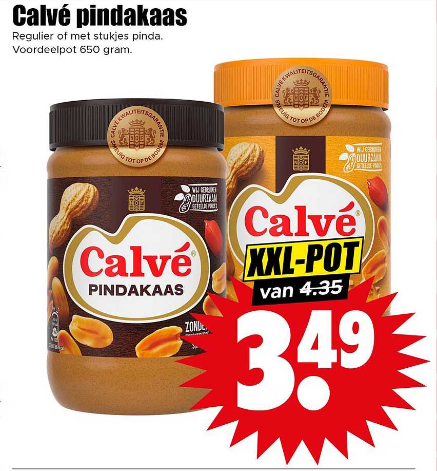 Calvé pindakaas XXL-POT van 4,35 voor 3,49