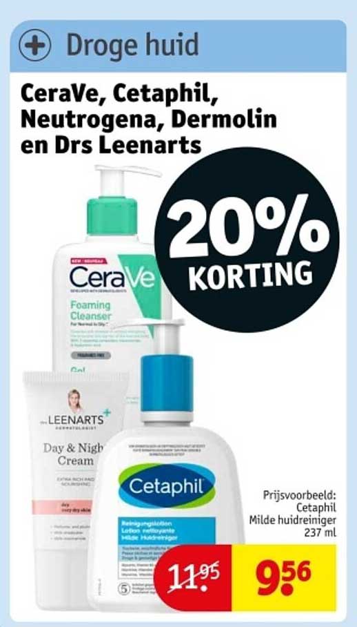 CeraVe, Cetaphil, Neutrogena, Dermolin en Drs Leenarts - 20% KORTING