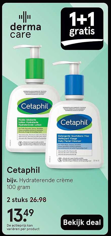 Cetaphil bijv. Hydraterende crème 100 gram