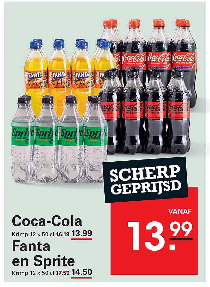 Coca-Cola Krimp 12 x 50 cl, Fanta en Sprite Krimp 12 x 50 cl