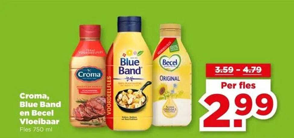 Croma, Blue Band en Becel Vloeibaar Fles 750 ml