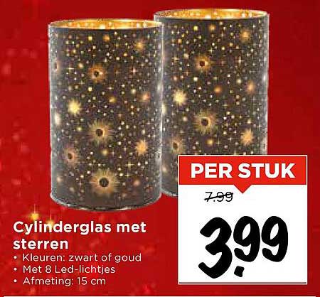 Cylinderglas met sterren